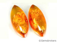 Marquise cabochons in amber
