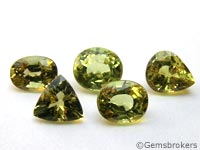 Chrysoberyls oval, drop and trillion